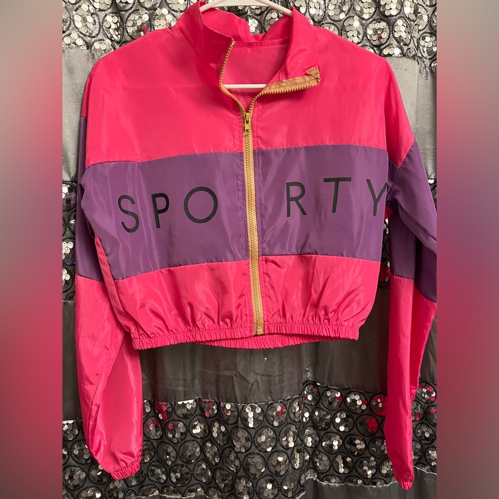 Vintage 90s  Purple Zip Up Windbreaker Jacket Small